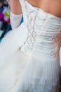 Back of bride in wedding dress Royalty Free Stock Photo