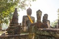 Back of Buddha Statues at Wat Pra Khaeo Kamphaeng Phet Province, Thailand Royalty Free Stock Photo