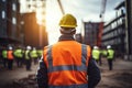 back builder, back view worker, construction architect manager, Royalty Free Stock Photo