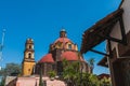 Back of the Cathedral of Metepec, State of Mexico, you can see the tower and the dome Royalty Free Stock Photo