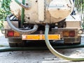 Back of cesspool emptying machine in yard Royalty Free Stock Photo