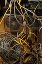 Back of the computer. View of tangle of cables in a modern computer. Royalty Free Stock Photo