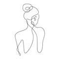 Back Continuous Line Drawing Woman Naked Body, Fashion Minimalist Concept, Good for Prints Modern Graphics Style beauty Royalty Free Stock Photo