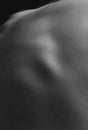 Back curve line. Detailed texture of human female skin. Close up part of woman's body. Skincare, bodycare