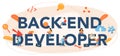 Back end developer typographic header. Software development process.