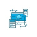 Back-end development color line icon. Server, an application, and a database.