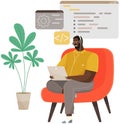Programmer working on web development on computer. Concept of script coding and programming Royalty Free Stock Photo