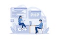 Back end development concept. Software development process. Website interface design improvement. Programming and coding. IT Royalty Free Stock Photo