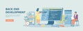 Back End development. Software development process. Programming and coding. Programmers work with code on the screen.