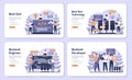 Back end development web banner or landing page set. Software Royalty Free Stock Photo