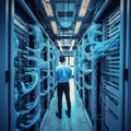 From the back Engineer manager of WAN data center. The engineer in a data processing center of ISP Internet Service