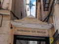 Back entrance of the Ancient San NicolÃ¡s de Bari and San Pedro MÃ¡rtir Church in Valencia, Spain