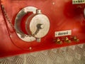 Back of a fire truck . Dials and controls. Royalty Free Stock Photo