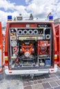 Back of fire truck on a firefighting show in Austria Royalty Free Stock Photo