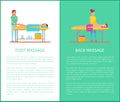 Back and Foot Massage Session Cartoon Vector Set