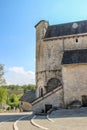 Back of fortified church of Saint-Julien, Nespouls, Correze, Limousin, France Royalty Free Stock Photo