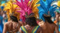 Back of frevo dancers at the street carnival in Recife, Pernambuco, Brazil. Festival Royalty Free Stock Photo