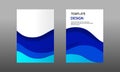 Back and Front document mock up and cover template, wave fluid blue layered in paper cut topographic style.