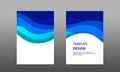 Back and Front document mock up and cover template, wave fluid blue layered in paper cut topographic style.