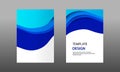 Back and Front document mock up and cover template, wave fluid blue layered in paper cut topographic style.