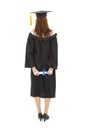 Back of full length beautiful young graduation woman standing Royalty Free Stock Photo