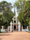 The back gate to the premise of Wat Niwet Thammaprawat Ratchaworawihan in Bang Pa In, Thailand