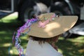 Back of girl's head with big hat