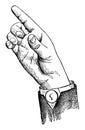 Hand sign Back Glide, vintage illustration