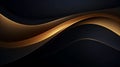 Back and gold waves background. Modern design for banner template and invitations. Luxury backdrop with shiny golden lines