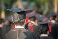 Back of graduates during commencement.