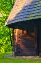 The back of Greek Catholic wooden Church of the relics of St. Nicholas the Bishop in Ruska Bystra Royalty Free Stock Photo