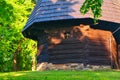 The back of Greek Catholic wooden Church of the relics of St. Nicholas the Bishop in Ruska Bystra Royalty Free Stock Photo