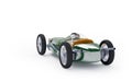 Back of green vintage racing car