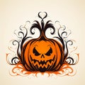 Back Halloween Pumpkin Scary Face Swirly Design Digital Video Ba