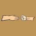 the back of the hand is open and the inner fist is facing away vector illustration