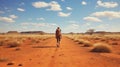 Back of hiker walking in the Australian Desert