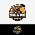 Back Hoe Loader Company Logo. Circle Emblem Badge Ready Made Logo. Best for Construction Related Company Logo Royalty Free Stock Photo