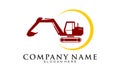 Back hoe and sun vector logo Royalty Free Stock Photo