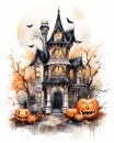 Back House Pumpkins Bats Illustrator Vector Graphics Fangs Stunn