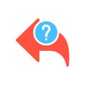 Back icon, arrows icon with question mark. Back icon and help, how to, info, query symbol Royalty Free Stock Photo