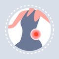 Back injury feeling joint pain womans body icon painful area highlighted in red healthcare medical service logo medicine