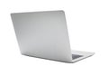 Back left view of Open laptop computer for mockup. Modern thin edge slim design. Gray metal aluminum material body isolated on whi Royalty Free Stock Photo