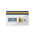 Back of a library card with barcode books and magnifying glass isolated on white background Royalty Free Stock Photo