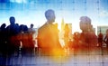 Back Lit Business People Cityscape Meeting Concept Royalty Free Stock Photo