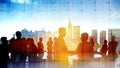 Back Lit Business People Cityscape Meeting Concept Royalty Free Stock Photo