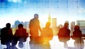 Back Lit Business People Cityscape Meeting Concept Royalty Free Stock Photo