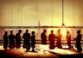 Back Lit Business People Discussion Cityscape Meeting Concept Royalty Free Stock Photo