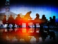 Back Lit Business People Discussion Cityscape Meeting Concept Royalty Free Stock Photo