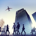 Back Lit Business People Traveling Airplane Airport Concept Royalty Free Stock Photo