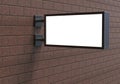 Back lit signage board, led glow advertising board, vinyl company sign on brick wall. Royalty Free Stock Photo